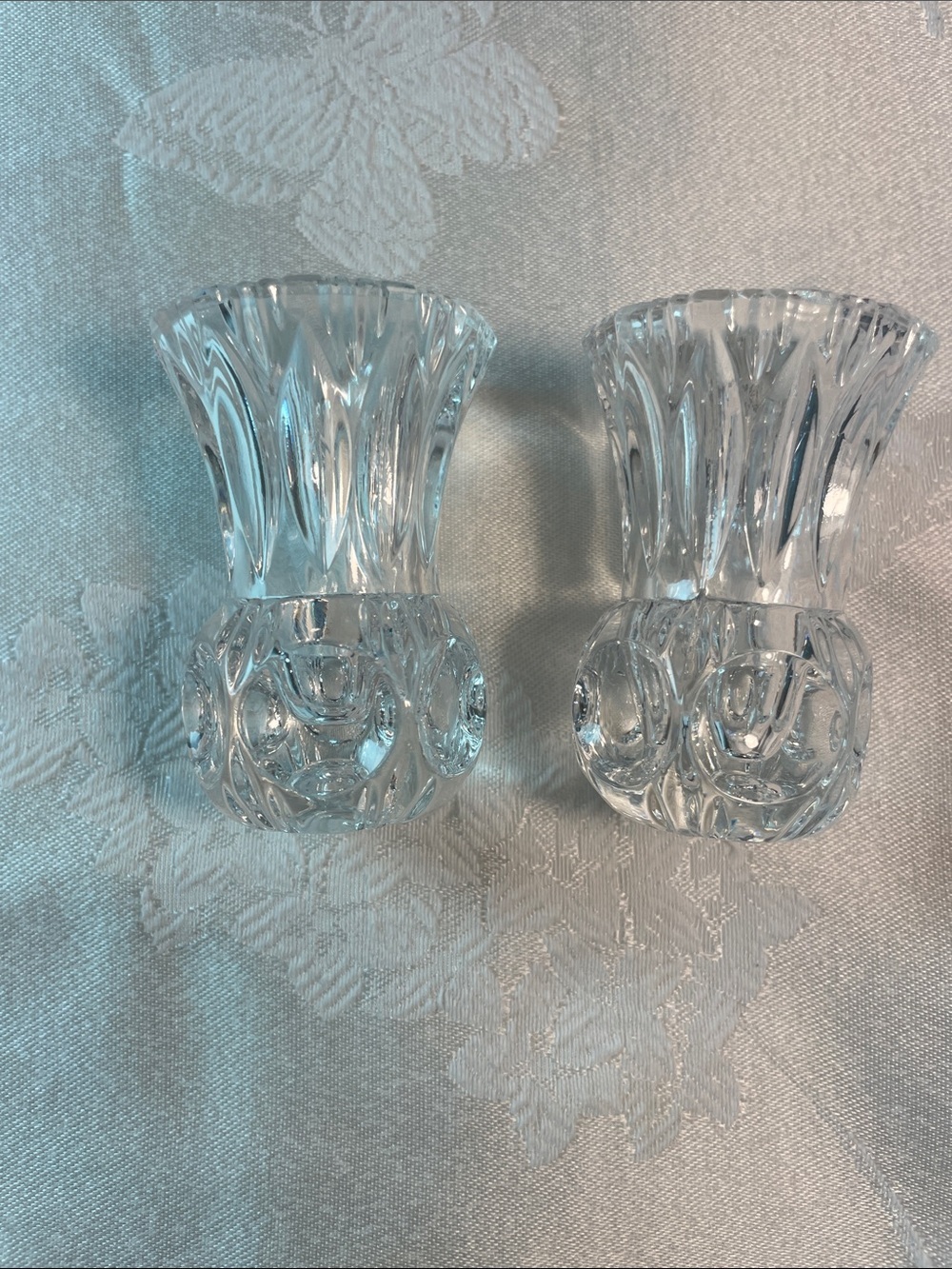VINTAGE Clear Crystal Toothpick Holders – Pair 3” H X 1 14/16 “ W Excellent Cond